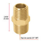 NIPLE 1/4" NPT LATON