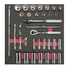 JUEGO DADOS Y ACCESORIOS CUADRO 3/8" - ESTANDAR - CORTOS & LARGOS (35 PZAS)