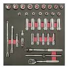 JUEGO DADOS Y ACCESORIOS CUADRO 3/8" - METRICOS - CORTOS & LARGOS (35 PZAS)