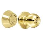 COMBO DE CERRADURA POMO CILINDRICO + CERROJO LLAVE/LLEVE LATON BRILLANTE