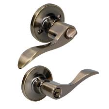 CERRADURA MANIJA TUBULAR RECAMARA CURVA LATON ANTIGUO