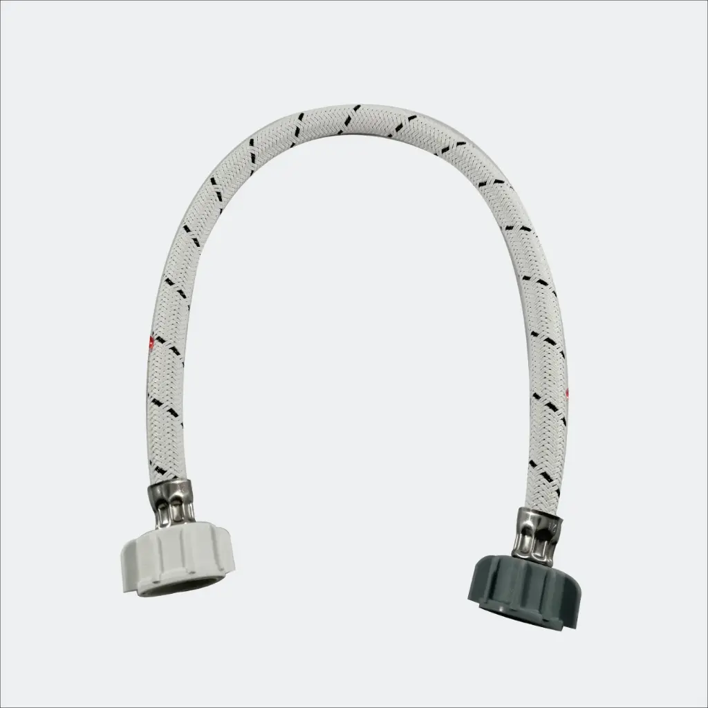 MANGUERA PARA WC FLEXIBLE DE VINILO BLANCO 50CM SALIDA 1/2"X7/8" TUERCA PLASTICA