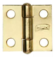 BISAGRA LIGERA RECTANGULAR 1" X 1.1/16" (25MM X 27MM) LATON BRILLANTE CON TORNILLOS
