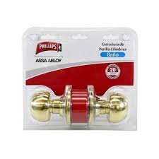 CERRADURA POMO CILINDRICO BAÑO LATON BRILLANTE GAMMA P/SENCILLO (BLISTER)
