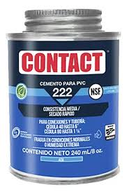 CEMENTO PARA PVC 240 ML (8 OZ) AZUL SECADO RAPIDO ETIQUETA AZUL (CONTACT 222)