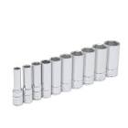 JUEGO DADOS CUADRO 3/8" LARGO STD 6 PTAS. EN RIEL Y CLIPS (10 PZAS)