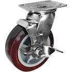 RODAJA DE POLIURETANO MARRON 6" RIN PLASTICO RODAMIENTO DE RODILLO SOPORTE T.PLACA GIRATORIA C/FRENO