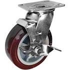 RODAJA DE POLIURETANO MARRON 8" RIN PLASTICO RODAMIENTO DE RODILLO SOPORTE T.PLACA GIRATORIA C/FRENO