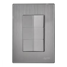 APAGADOR ELECTRICO TRIPLE CON PLACA DE A. INOX 125 V 15 A ACABADO PLATA