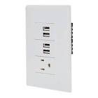 CONTACTO ELECTRICO C/PLACA SENCILLO 15A 125V + 4 CARG USB 2.1A BLANCO