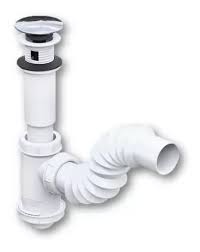 CESPOL P/LAVABO C/CUBIERTA DE ACERO TUBO FLEXIBLE BOTE CHICO C/TAPON PUSH