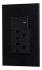 PLACA C/2 CONTACTOS Y UN INTERRUPTOR NEGRO MATE