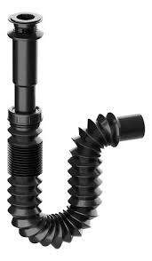 CESPOL TIPO "P" P/LAVABO FLEXIBLE S/CUBIERTA CON ATRAPATODO EXTENSION 55CM NEGRO