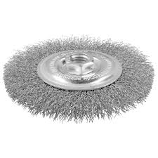 CARDA CIRCULAR ONDULADA ALAMBRE DELGADO ACERO INOXIDABLE 6" X 0.30 MM CON ROSCA 5/8"