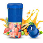 LICUADORA PORTATIL PERSONAL120W 7.4V RECARGABLE CON CABLE USB Y VASO DE PLASTICO 300ML AZUL