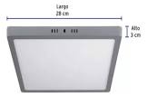 LUMINARIO LED TIPO PLAFÓN 24 W, CUADRADO, LUZ DE DÍA, GRIS