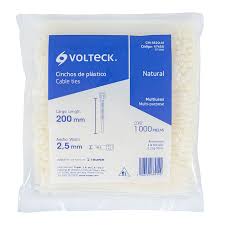 BOLSA CON 1000 CINCHOS PLÁSTICOS 18LB, 200X2.5 MM, NATURALES