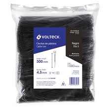 BOLSA CON 1000 CINCHOS PLÁSTICOS 50 LB, 300X4.5 MM, NEGROS