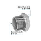 REDUCCIÓN BUSHING ACERO GALVANIZADO 1'X 3/4', FOSET