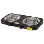 PARRILLA ELÉCTRICA 2 QUEMADORES EN ESPIRAL, NEGRA, VOLTECK