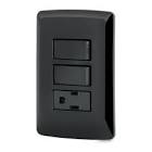 PLACA ARMADA CONTACTO 2 INTERRUPTORES,NEGRO, LÍNEA ITALIANA