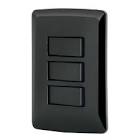 PLACA ARMADA 2 INTERRUPTORES 1 ESCALERA NEGRO,LÍNEA ITALIANA