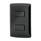 PLACA ARMADA, 2 INTERRUPTORES SENCILLOS,NEGRO,LÍNEA ITALIANA