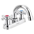 MEZCLADORA 4' PARA LAVABO, CUELLO CURVO, MANERALES CRUCETA