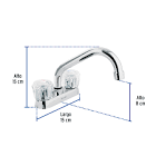 MEZCLADORA 4' PARA LAVABO, TUBULAR, MANERALES DE ACRÍLICO