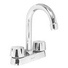 MEZCLADORA 4' PARA LAVABO, CUELLO BAR, CARTUCHO COMPRESIÓN