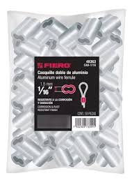 BOLSA CON 50 CASQUILLOS DOBLES DE ALUMINIO, 1/16', FIERO