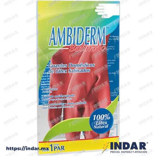[AMB-120100093] GUANTE DE LATEX SATINADO MEDIANO ROJO (BOLSA C/1 PAR)