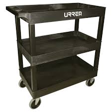 [URR-9980P] CARRO UTILITARIO PLASTICO DE 3 ANAQUELES 89CM X 46CM X 92CM CON RUEDAS DE USO RUDO