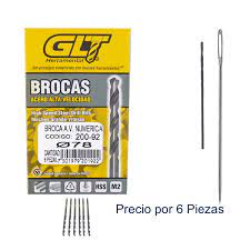 [URR-B1/2] BROCA DE ZANCO RECTO FRACCIONAL 1/2" X 6" A.A.V. PUNTA 118° ACERO M2 (USO INDUSTRIAL)