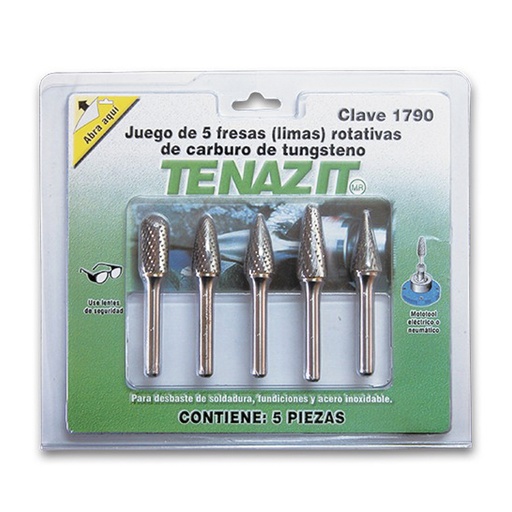 [TEN-1790] JUEGO DE LIMAS ROTATIVAS D/C SC-5, SF-5,SG-5, SL-4-SM-5 (5 PZAS) C/TUNGSTENO