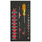 [URR-CH103] JUEGO DADOS Y ACCESORIOS CUADRO 1/4" - METRICOS - CORTOS & LARGOS (28 PZAS)
