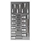 [URR-CH110L] JUEGO DE DADOS CON PUNTA 1/2" CON BANDEJA EVA LAMINADA DOBLE CAPA ESPUMA 16 MM (20 PZAS)