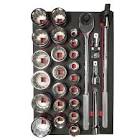 [URR-CH301] JUEGO DE DADOS Y ACCESORIOS CUADRO 3/4" - ESTANDAR (27 PZAS)