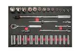 [URR-CH310] JUEGO DE DADOS Y ACCESORIOS CUADRO 1/2" - ESTANDAR - CORTOS & LARGOS - (32 PZAS)