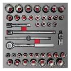 [URR-CH310L] JUEGO DE DADOS Y ACCESORIOS 1/2" CON BANDEJA EVA LAMINADA DOBLE CAPA ESPUMA 16 MM (31 PZAS)