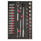 [URR-CH311] JUEGO DE DADOS Y ACCESORIOS CUADRO 1/2" - METRICOS - CORTOS & LARGOS (37 PZAS)