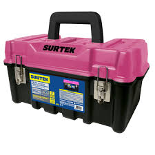 [SUR-CPS17K] CAJA PARA HERRAMIENTA PLASTICA 17"X9.1/2"X8.1/2" BROCHES METALICOS ALTA RESISTENCIA ROSA