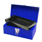 [URR-D1A] CAJA PARA HERRAMIENTA 30 CM X 16 CM X 14.5 CM METALICA CON BROCHES METALICOS Y CHAROLA AZUL