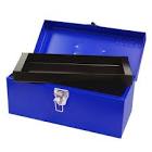[URR-D2A] CAJA PARA HERRAMIENTA 36 CM X 16 CM X 17.5 CM METALICA CON BROCHES METALICOS Y CHAROLA AZUL