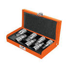 [SUR-F58H01] JUEGO DADOS CUADRO 1/2" CORTO STD PTA. HEX. (7 PZAS) CJ. METALICA