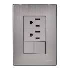 [AXO-INOX1003] PLACA ARMADA INOX CON 1 APAGADOR SENCILLO Y 2 CONTACTOS DE 1 MÓDULO   PLATA