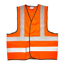 [SUR-137377] CHALECO NARANJA CINTA PLATEADA REFLEJANTE TELA DE POLIESTER RESPIRABLE
