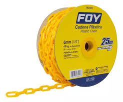[FOY-143421] CADENA PLASTICA 6MM 1/4" CARRETE DE 25M AMARILLA