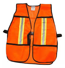 [FOY-144170] CHALECO NARANJA CINTA REFLEJANTE AMARILLA MALLA DE POLIESTER CON VELCRO CORREAS ELASTICAS