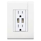 [MOD-E6028NUSBPT] CONTACTO ELECTRICO CON PLACA DOBLE ATERRIZADO 2P+T+2 USB 3.1A PROTEC INF 15A 127-250V BCO